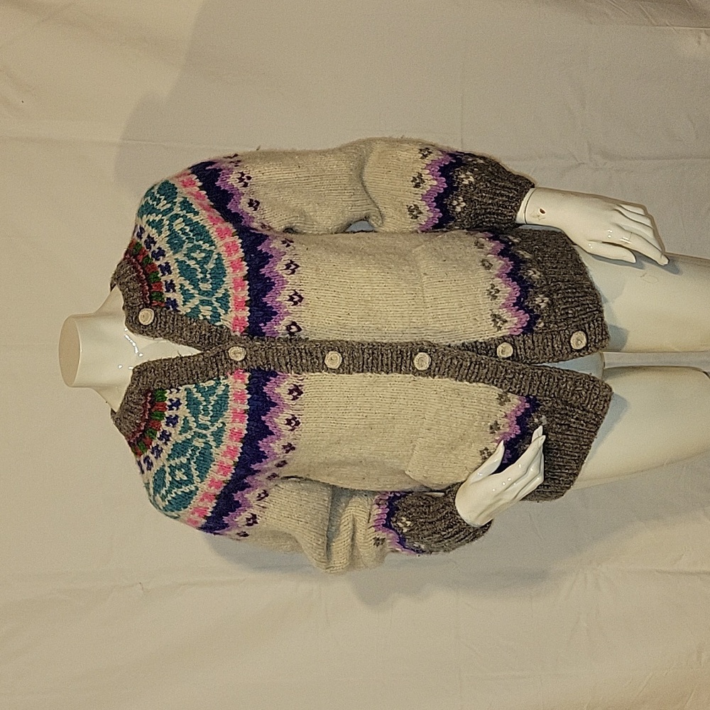 Vintage Wool Multi Color Cardigan Small